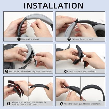 Replacement Headband Cushion and Earpads for Bose QC35 QC45 Headphones with Noise Isolation Memory Foam (Black) - color: Black