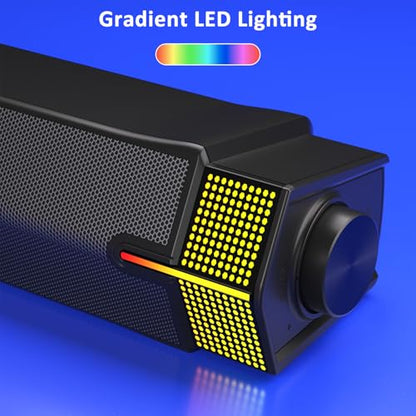 Jeecoo M20 Bluetooth Computer Speakers for PC Desktop Monitor, Gaming PC Sound Bar - Wired USB-Powered, Superb Stereo Sound, with Gradient RGB Lighting - Combine/Separate to Customize Your Desk | Gaming PC Sound Bar Wired USB-Powered with Gradient RGB Lig