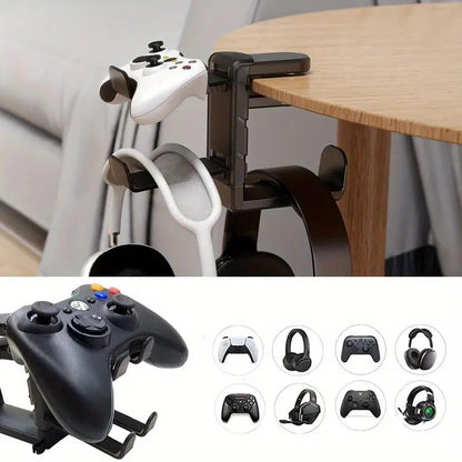 Foldable Headphone Stand and Hook – Aluminum Headset Holder Clamp Mount Under Desk, Universal Fit for Gaming Headphones, Space-Saving Hanger Organizer