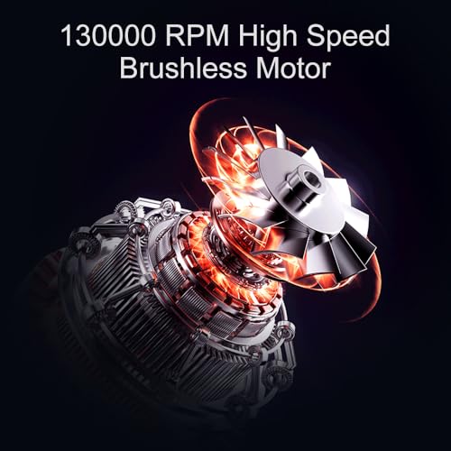 Compressed Air Duster - 130,000RPM Super Power Electric Air Duster with 3 Speed Settings & LED Light - Portable Computer Air Duster for Computer, Keyboard, House, Outdoor and Car