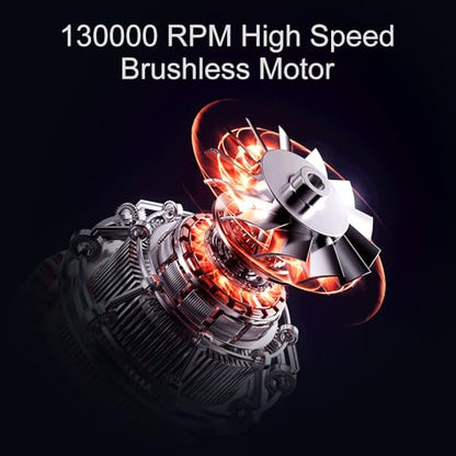 Compressed Air Duster - 130,000RPM Super Power Electric Air Duster with 3 Speed Settings & LED Light - Portable Computer Air Duster for Computer, Keyboard, House, Outdoor and Car