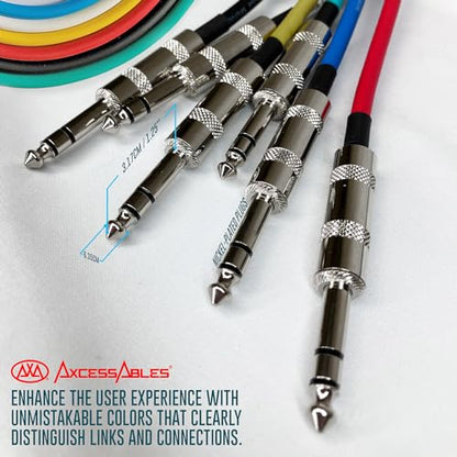 AxcessAbles 20ft 6-Pack TRS to Audio Cables - 1/4" Balanced, Multi-Color, Male-to-Male, Studio & Home Audio - size: 20ft