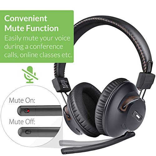 Avantree C519M - Clear Voice & Rich Background Sound, Low Latency Bluetooth Headphones with Mic & USB C Adapter for PS5 & Switch, Wireless Headset for PC Work & Gaming, 40H Playtime