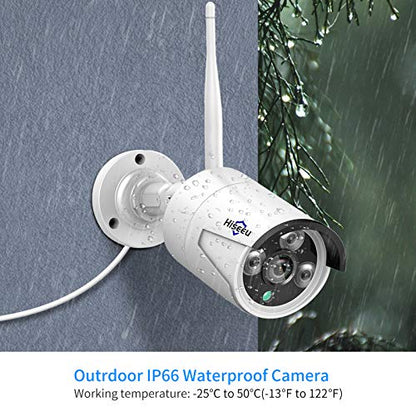 Hiseeu Camera Add on 5MP Outdoor Wireless Security Camera, Waterproof Outdoor Indoor 3.6mm Lens IR Cut Day & Night Vision with Power Adapter, Compatible 10CH Wireless Security Camera System - color: White 5MP