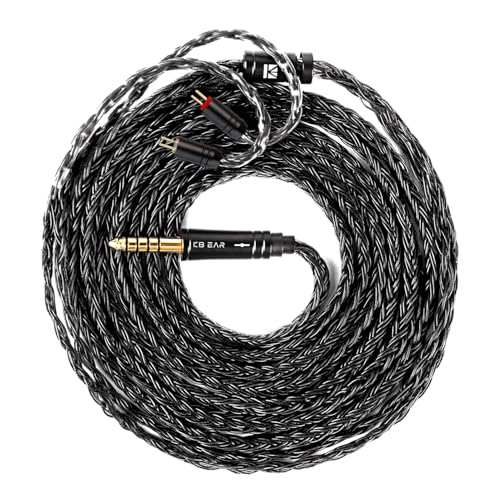 keephifi 5ft 2 Pin IEM Cable 4.4mm, KBEAR ST16-Max 1.5m in Ear Monitor Cable Earbud Wire, 16-Strand SPC Headphone Cable for Truthear Hexa/HOLA/Zero, Moondrop Blessing/Aria/Stellaris, Simgot EW100P - color: Black, style: 4.4 2PIN