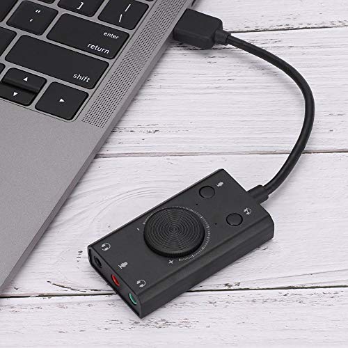 External Sound Card, USB Audio Adapter External Stereo Sound Card with 3.5mm Headphone and Microphone Jack, USB Multifunction Drive- Sound Card with Indicator