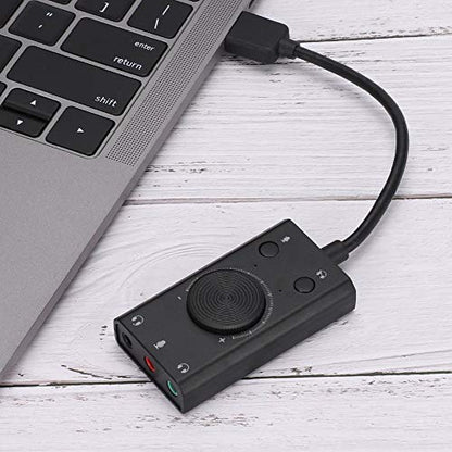 External Sound Card, USB Audio Adapter External Stereo Sound Card with 3.5mm Headphone and Microphone Jack, USB Multifunction Drive- Sound Card with Indicator