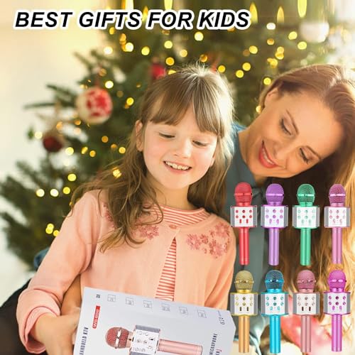 Niskite Kids Karaoke Microphone for Singing: Bluetooth Karaoke Microphone Wireless - Perfect Christmas Birthday Gifts for 2 3 4 5 6 7 8 Year Old Girls Toys