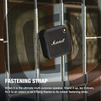 Marshall Willen II Portable Bluetooth Speaker - Rugged Waterproof/Dust-Proof Design | Loud Stereo Sound, Deep Bass | Compact and Wireless for Travel and Outdoors - Black and Brass - color: Black