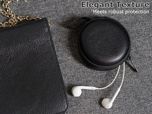 Ginsco Mini-Portable Hard Shell Earbuds Case for Apple EarPods Headphones USB-C Wired Ear Buds/Skullcandy Jib Wired Earbuds, Travel Case for Earphones Earplugs (1, Luxe Black) - color: Luxe Black
