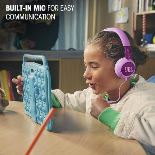 JBL Junior 320 Kids Headphones, Wired, Volume-Limited - Blue | Designed For School And Travel With Built-In Mic, Foldable Design, 3.5Mm Jack, Comfortable Fit And Customizable Stickers - color: Blue