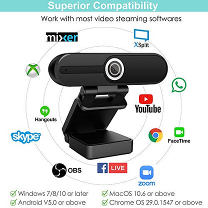 ToLuLu UHD 4K Webcam with Microphone, 8MP USB Computer Web Camera w/Tripod - style: 4K Webcam with Cover & Tripod