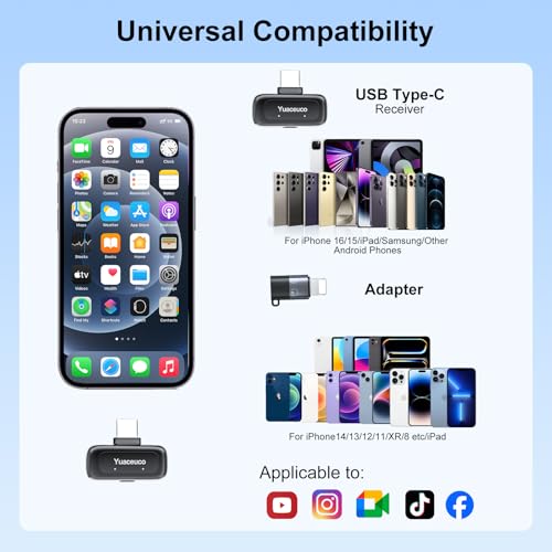 Mini Wireless Microphone for iPhone Android Tablets - color: 2TX+1 C RX+1 Lightning Adapter+Charging Case