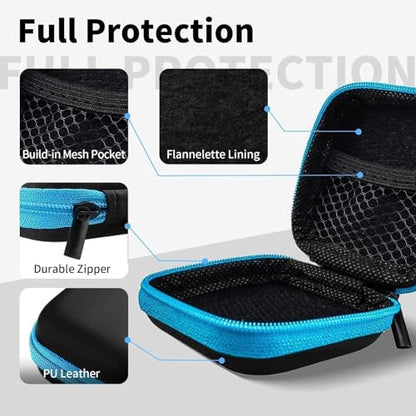 5 Pack Earbud Case Storage Bag with Carabiner for Headphones, Square - color: A1-Square-green+blue+red+orange+purple