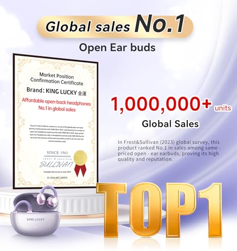 King Lucky Next-gen Clip on Earbuds Open Ear Wireless Bluetooth 6.0 Headphones with Mic,50H Play,ENC,IPX5 Waterproof,Sports Ear Buds,Comfortable for Small Ears&Fitness,Running (Purple) - color: Purple