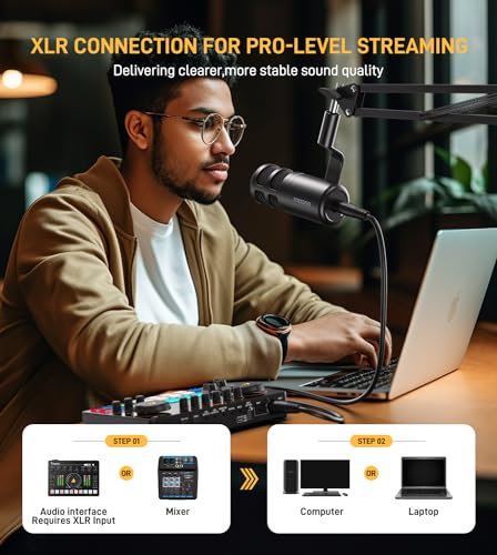 MAONO PD100S XLR Podcast Microphone, Cardioid Studio Dynamic Metal Boom Mic | Compatible with Audio Interface, Audio Mixer, Sound Card for Vocal Recording, Streaming, Voiceover, Music, Content Creation