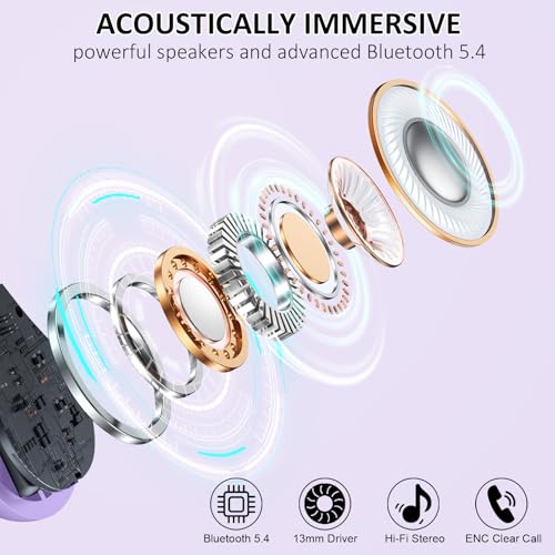 Matast Wireless Earbuds, Bluetooth 5.4 Headphones Sports, 50H Playback Over-Ear Buds with ENC Noise Cancelling Mic, Deep Bass Fitness Earphones IP7 Gym Running Workout with Earhooks