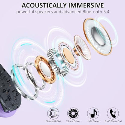 Matast Wireless Earbuds, Bluetooth 5.4 Headphones Sports, 50H Playback Over-Ear Buds with ENC Noise Cancelling Mic, Deep Bass Fitness Earphones IP7 Gym Running Workout with Earhooks