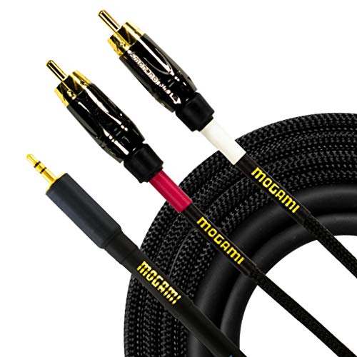 Mogami GOLD 3.5-2RCA-10 Stereo Audio Y-Adapter Cable, 3.5mm TRS Plug to Dual RCA Plugs, Gold Contacts, Straight Connectors, 10 Foot - size: 10 Foot