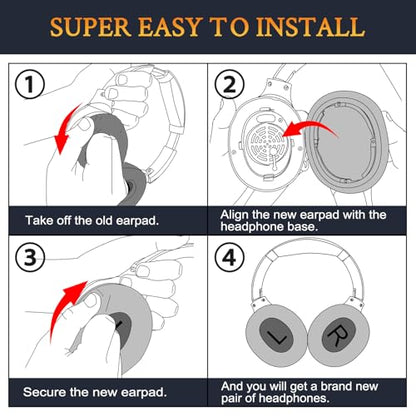 SOULWIT Earpads for TOZO HT2/HT3 Headphones, Ear Pads Cushions with Softer Protein Leather, Noise Isolation Foam - Black - color: Black