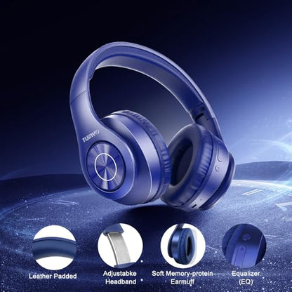 TUINYO Bluetooth Headphones Wireless Over Ear, Dark Blue - color: Dark blue
