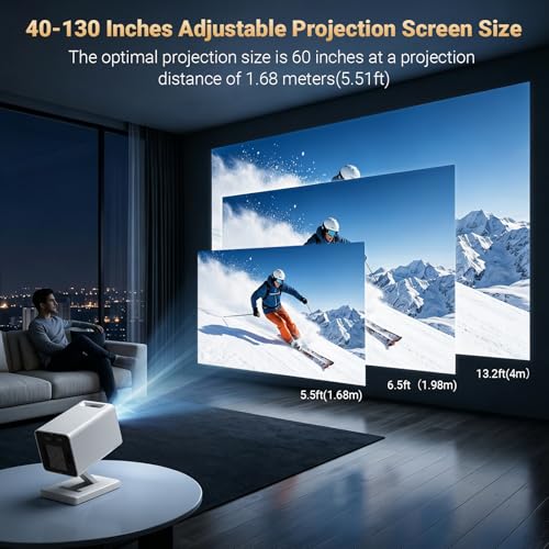 【Built-in APPS】Mini Projector With Wifi And Bluetooth, 1080P 4K Support Portable Projector, Movie Projector for Bedroom, Compatible with Smartphones/TV Stick/iPad/PS5/Laptop/HDMI/USB