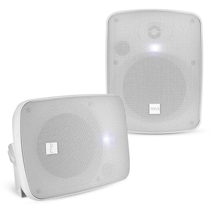 Pyle Outdoor 5.25" Wireless Bluetooth Speaker - 2-Way Waterproof Weatherproof Wall/Ceiling Mounted Dual Speakers with Heavy Duty Grill, Universal Mount, for Patio and Indoor Use (Pair) - color: White