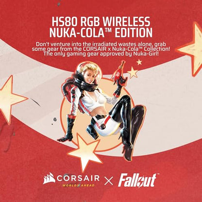 Corsair HS80 RGB Wireless Fallout Nuka-Cola Edition Multiplatform Gaming Headset – Dolby Atmos, Lightweight, Broadcast Quality Microphone – PC, Mac, PS5, PS4