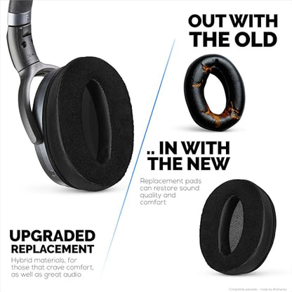 Replacement Hybrid Earpads for Sennheiser HD4.50BT HD4.50BTNC HD450BT HD4.50SE HD4.40BT HD4.30G HD4.20S HD458BT HD450 HD400S HD 350BT. PU Leather Velour Memory Foam, Extra Comfort - Brainwavz (Black) - color: Hybrid Black