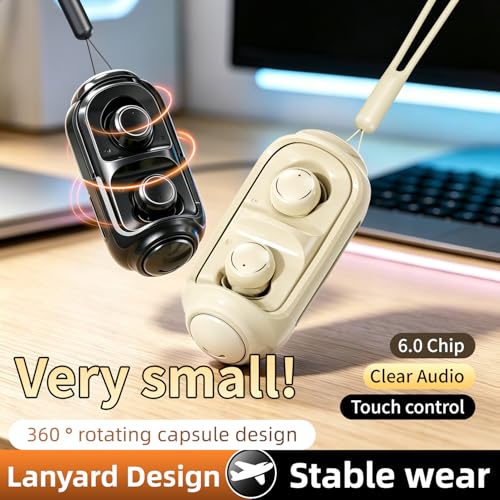Mini Wireless Earbuds Bluetooth 6.0 in Ear Light-Weight Headphones,with 360-degree Rotating Charging case,ENC Noise Cancelling, Ergonomic Sport Headphone Headset for Gym/Running/Work(White) - color: White