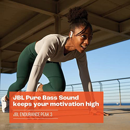 JBL Endurance Peak 3 - Dust and Water Proof (IP68) True Wireless Active Earbuds, JBL Pure Bass Sound, Up to 50 Total Hours of Playback with Speed Charge, Ambient Aware & Talk Thru (White) - color: White