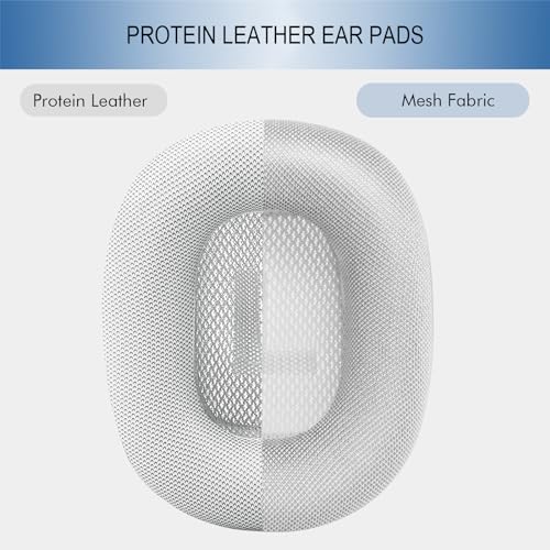 GEVO Upgraded Ear Cushions Replacement Earpads for AirPods Max 1 & 2 Headphones, Protein Leather Ear Pads Ear Covers Cups with Memory Foam and Magnet for AirPods Max 1 & 2 (Silver) - color: Silver