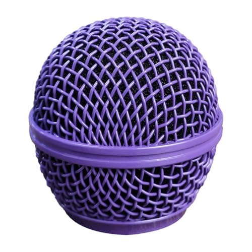 Microphone Head Replace, Steel Mesh Mic Grille Heads, Grille Mic Ball Replacement with Inner Foam, Fits for SM58 (Purple, 1 pcs) - color: Purple, size: 1 pcs