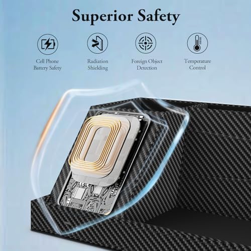 TopMade Wireless Charger Nightstand Organizer, Multi-functional Leather Home Office Supplies, Fast Charging Station for iPhone, Remote Control Pen Holder, Desktop Storage (Black Carbon Fiber) - color: Black Carbon Fiber