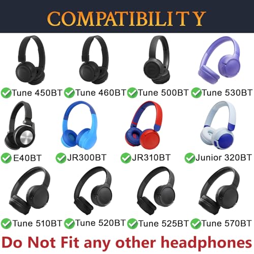 SOULWIT Earpads Replacement for JBL Tune 450BT/Tune 460BT/Tune 500BT/Tune 510BT/Tune 520BT/Tune 530BT/JR 300BT/JR 310BT/E40BT/Junior 320BT, Ear Pads Cushions with Soft Protein Leather - Mauve - color: Mauve