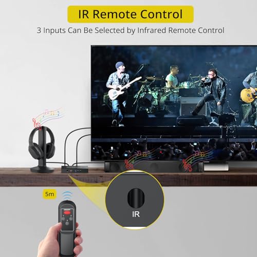 PROZOR Digital Audio Switcher Splitter - 3 in 2 Out 3 Port Spdif Toslink Optical Switch with Remote Control, Aluminum Alloy Material 2 Way Digital Audio Splitter Support LPCM 2.0 DTS Dolby-AC3 | with Remote Control Aluminum Alloy Material 2 Way 3 Port Spd