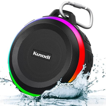 Kunodi Bluetooth Shower Speaker with IPX7 Waterproof, Crisp Clear Sound, True Wireless Stereo, Clip Portable for Pool Beach Boat Kayak Float Golf - color: WaterproofBlack