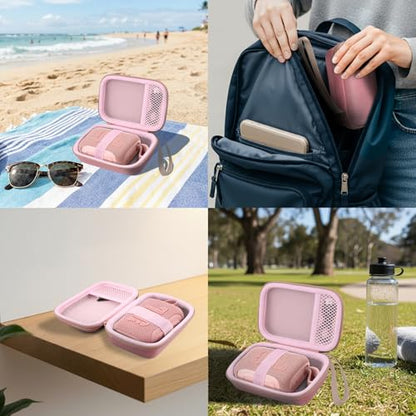 for JBL Go 5/4/3 Ultra Portable Speaker Hard Travel Case, Pink | Protective Storage Bag with Mesh Pocket & Hand Strap, Shockproof EVA Carrying Box, Soft Lining - color: Pink Case
