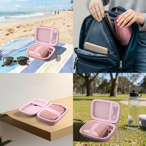 for JBL Go 5/4/3 Ultra Portable Speaker Hard Travel Case, Pink | Protective Storage Bag with Mesh Pocket & Hand Strap, Shockproof EVA Carrying Box, Soft Lining - color: Pink Case