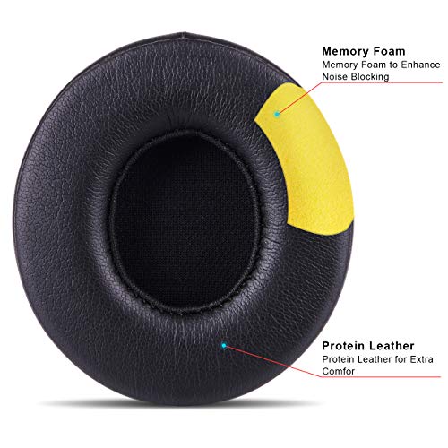 Professional Replacement Ear Pads for Beats Solo 2 & Solo 3 Wireless On-Ear Headphone/Soft Protein Leather/Noise Isolation Memory Foam/Strong Adhesive Tape/Cloud Like Comfort/Extra Durable - color: Black