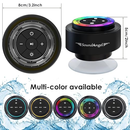 XLeader Pro Bluetooth Shower Speaker (Upgraded) Certified IPX7 Waterproof, 8W Crystal Sound&Rich Bass, 15H Playtime, with RGB Lights, Suction Cup, Silicone Lanyard, Ideal Gifts, SoundAngel Mate(2 Gen) - color: Line Light