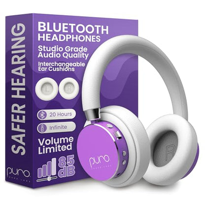 Puro Sound Labs BT2200 Plus Volume Limited Headphones for Kids, Bluetooth, Studio-Grade Audio, Over-Ear & Comfy Design, 20-Hr Battery Life, Easy to Connect Wireless Headphones for Kids, Purple & Teal