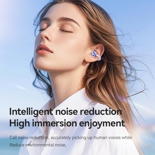 Piluyaa Clip-on Earbuds,Open Ear Earbuds Wireless Bluetooth 5.4, Lightweight Open Ear Headphones with C-Shaped Bridge,Slim Hook,60H Battery,Waterproof,for Glasses Wearers and Workouts (Purple) - color: Purple