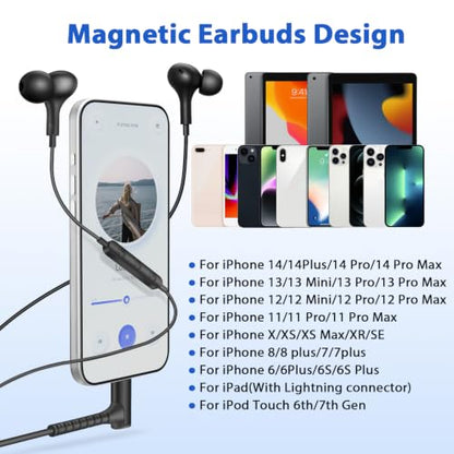 iMangoo for Apple MFi-Certified Lightning Wired Earbuds Headphones with Mic