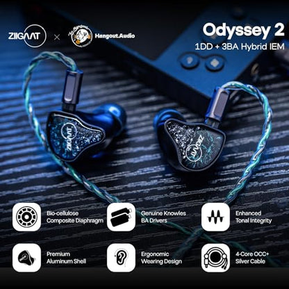Linsoul ZiiGaat x Hangout. Audio: Odyssey 2 in Ear Monitor + Kiwi Ears SONICAP Waterproof Earbud Case(Black)
