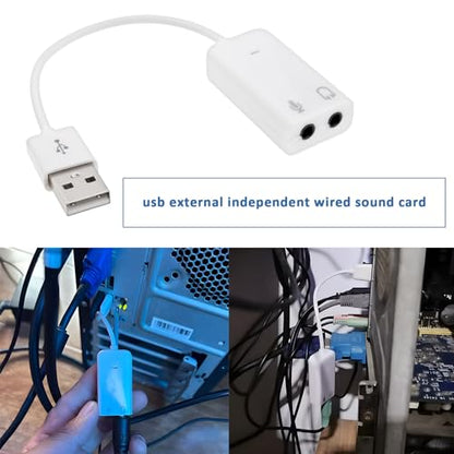 2pcs USB Sound Card Adapter 7.1 Channel External Audio Adapter Stereo Sound Card Converter 3.5mm AUX Microphone Jack Compatible with Raspberry Pi