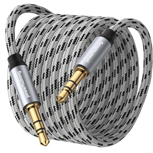 Aux Cable (9.9FT), [Copper Shell, Hi-Fi Sound] 3.5 mm Male to Male Braided Auxiliary Cord Compatible with Headphone, Smartphone, Home/Car Stereo, Speaker, Echo & More (9.9FT) - size: 9.9FT