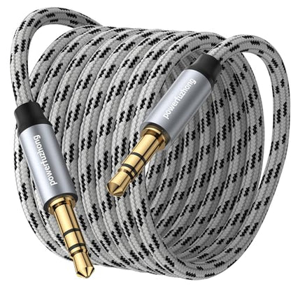 Aux Cable (20 ft), [Copper Shell, Hi-Fi Sound] 3.5 mm Male to Male Braided Auxiliary Cord Compatible with Headphone, Smartphone, Home/Car Stereo, Speaker, Echo & More (20FT(2PACK)) - size: 20FT(2PACK)
