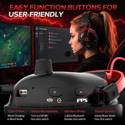 Wireless Gaming Headset with Charging Station for PC,PS4,PS5,Xbox