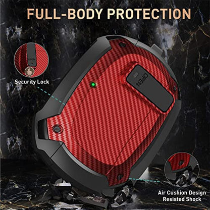 Compatible with Beats Studio Buds/Buds+ Case Cover 2021/2023, [Secure Lock] Cool Beats Studio Buds Plus Protective Shell Men Women with Keychain for New Beats Studio Ear Buds Case - Red[CASE ONLY] - color: Black/Red -1